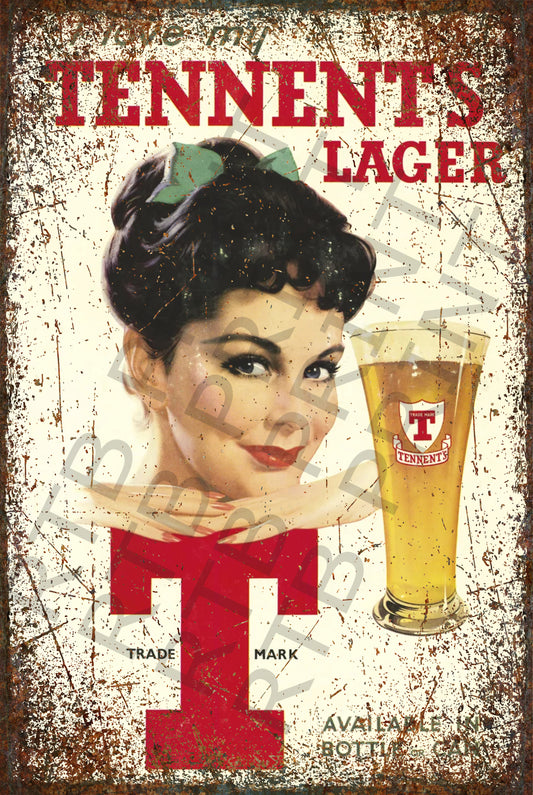 Tennents vintage A4 Metal sign