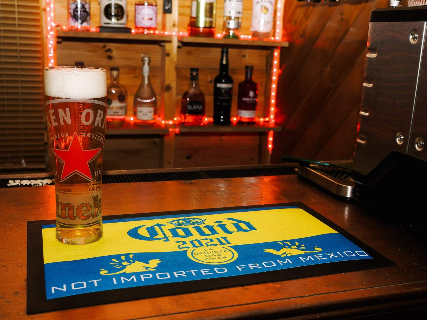 Corona-Covid - Parody Bar Runner - Beer Mat Raise the Bar Print and Design - Raise the Bar