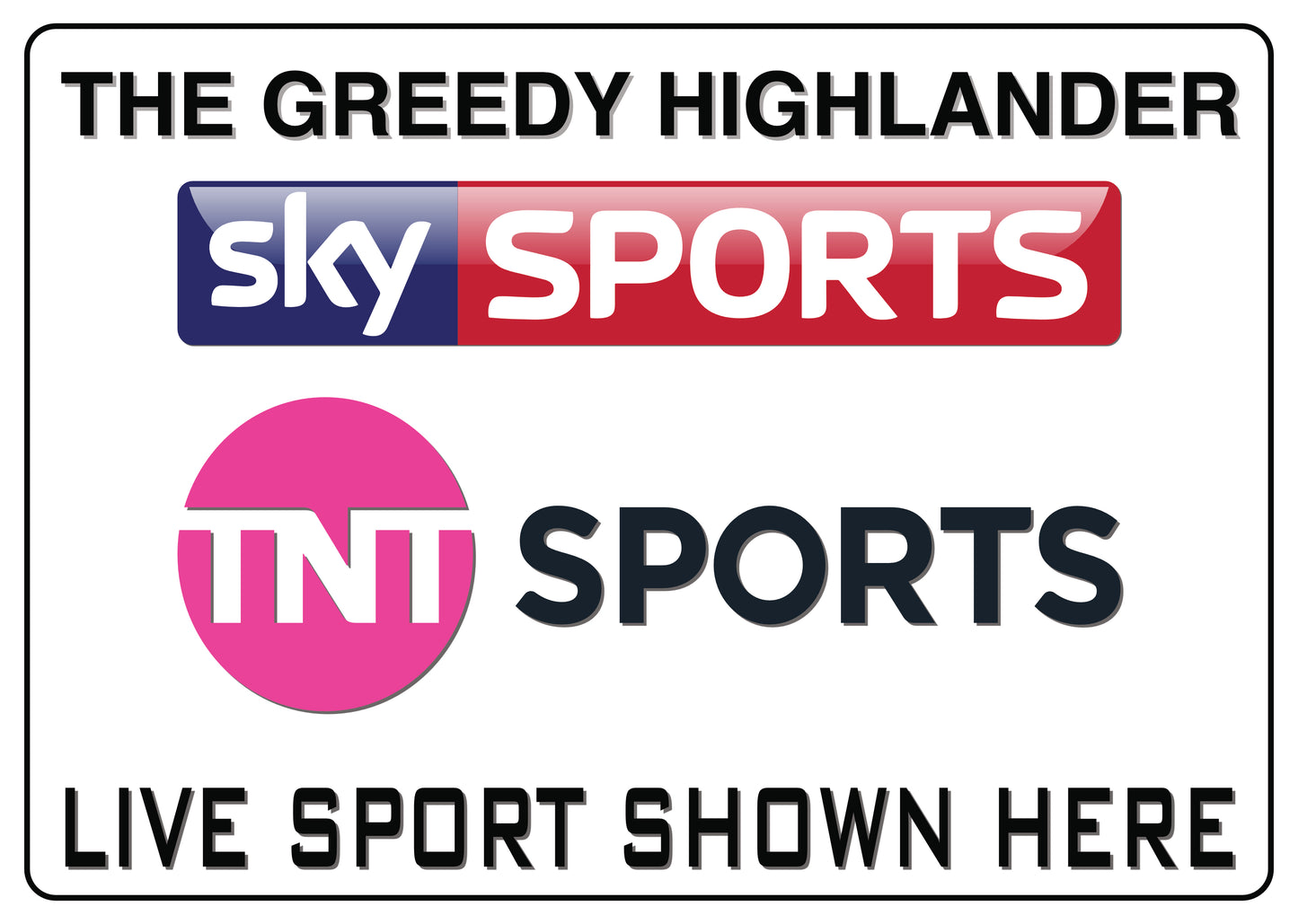 Personalised TNT sports/ sky sports sign