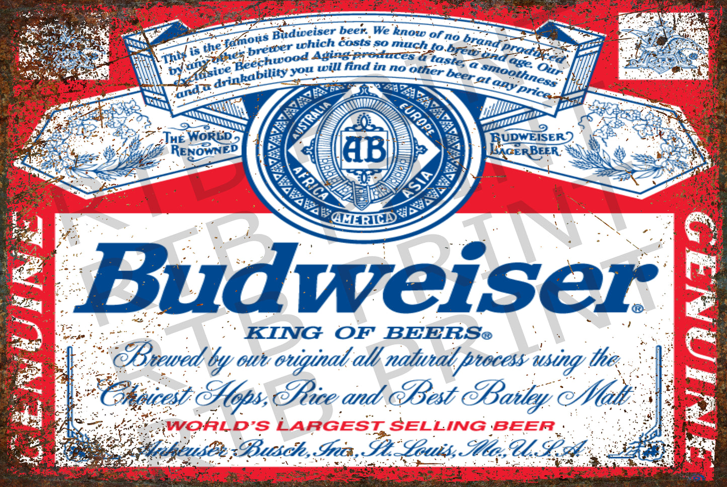 Budweiser Vintage A4 Metal Sign