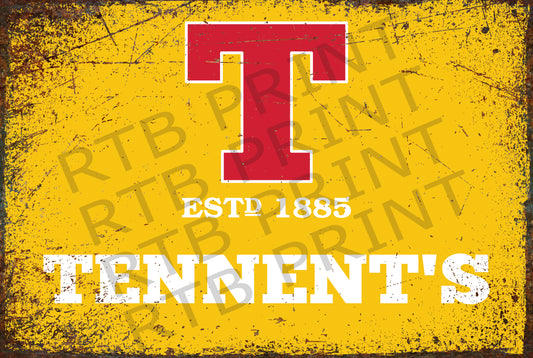 Tennent's Lager A4 Metal Sign