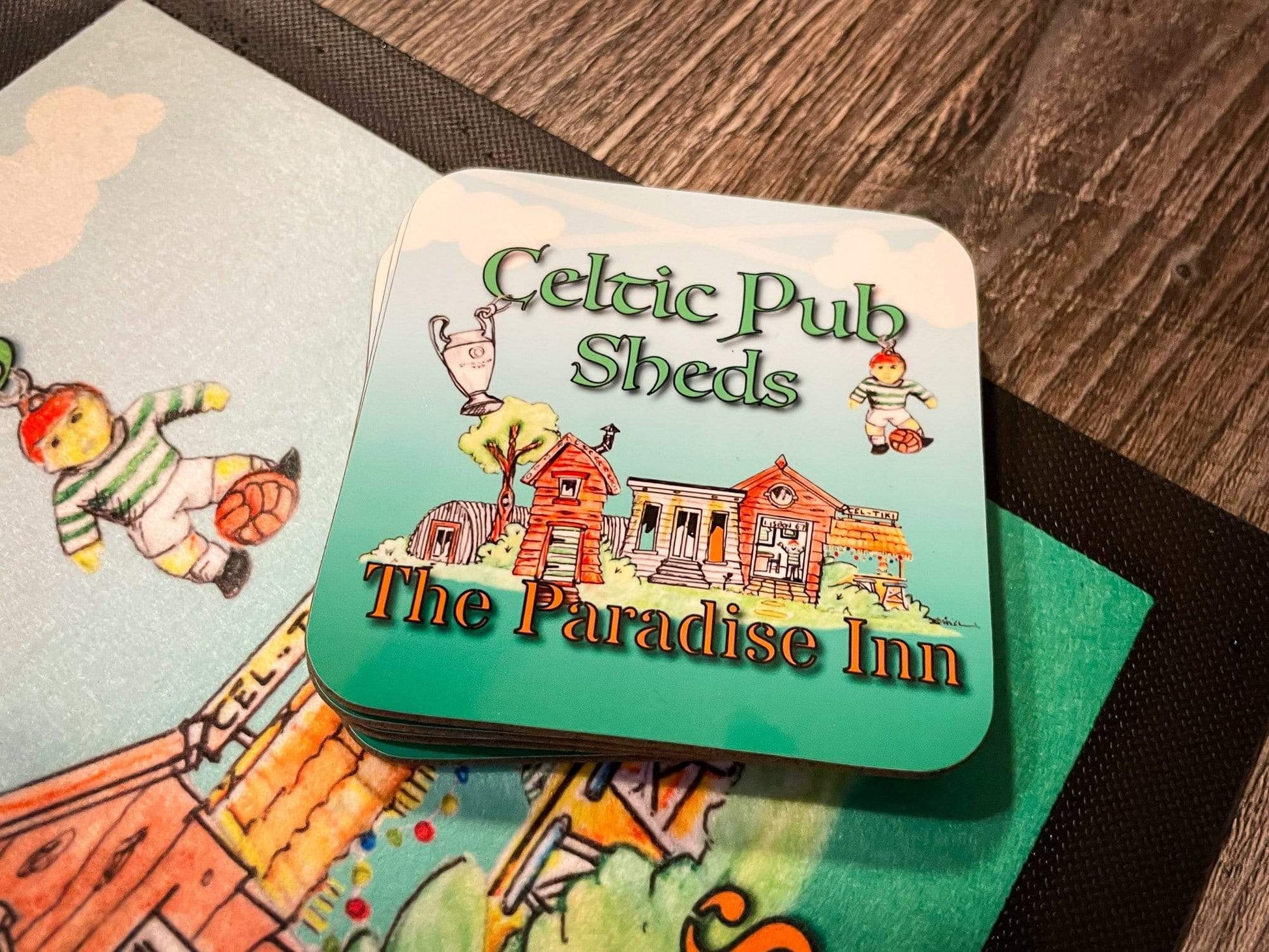 Celtic Pub Sheds Coasters (set of 4) Raise the Bar Print and Design - Raise the Bar