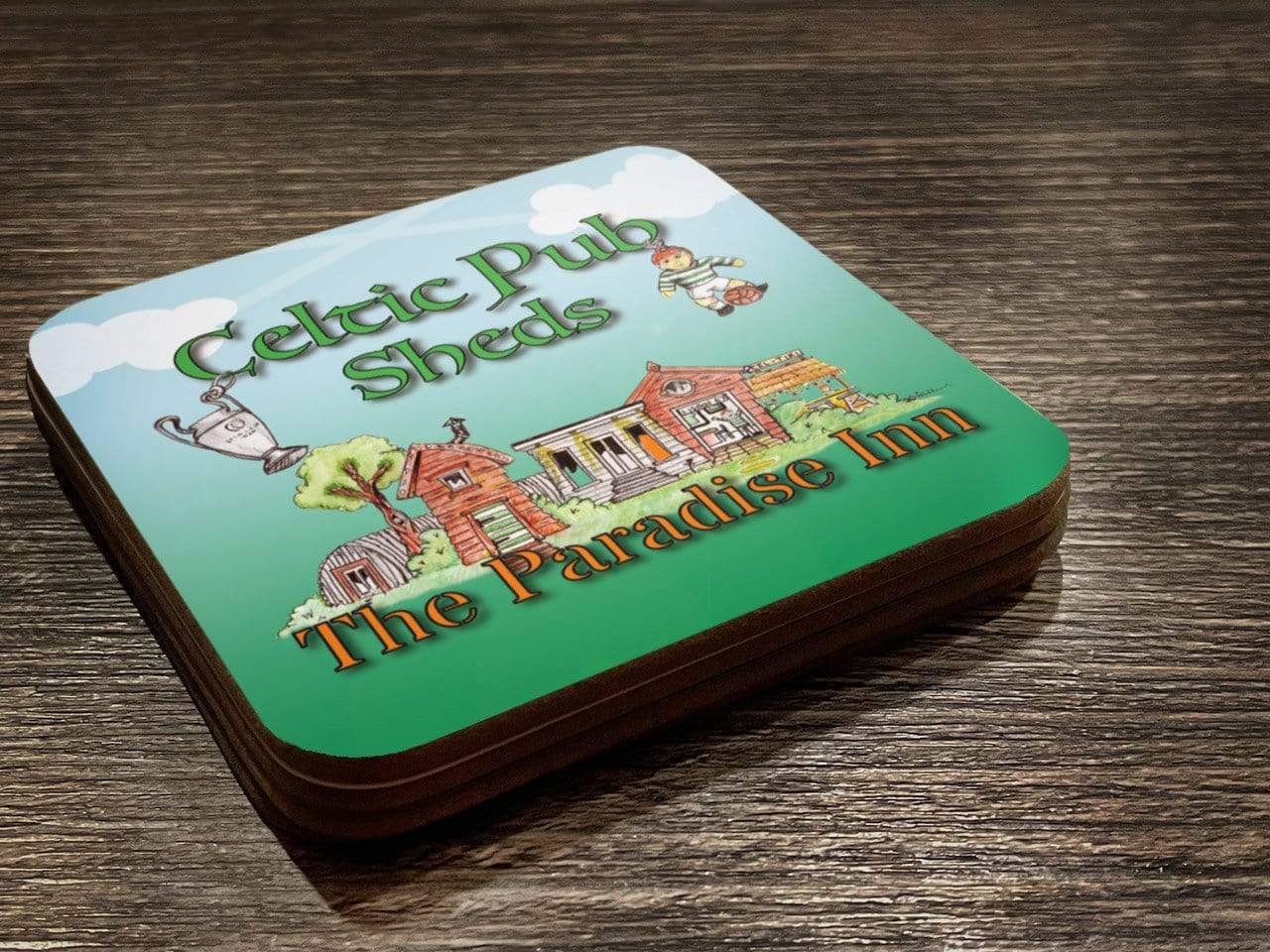 Celtic Pub Sheds Coasters (set of 4) Raise the Bar Print and Design - Raise the Bar