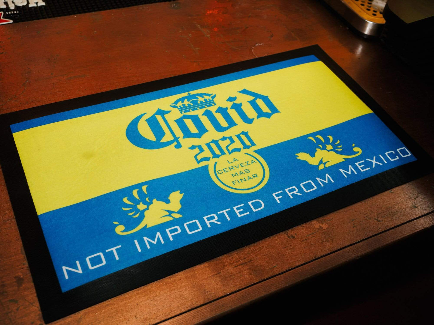 Corona-Covid - Parody Bar Runner - Beer Mat Raise the Bar Print and Design - Raise the Bar