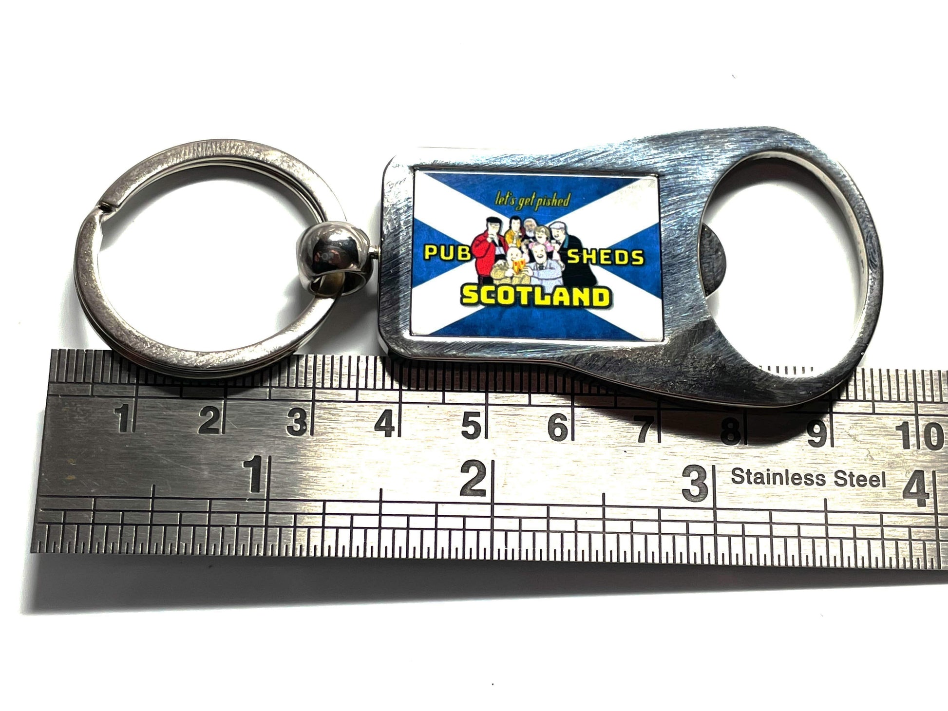 Pub Shed Scotland Key Ring and Bottle Opener Raise the Bar Print and Design - Raise the Bar
