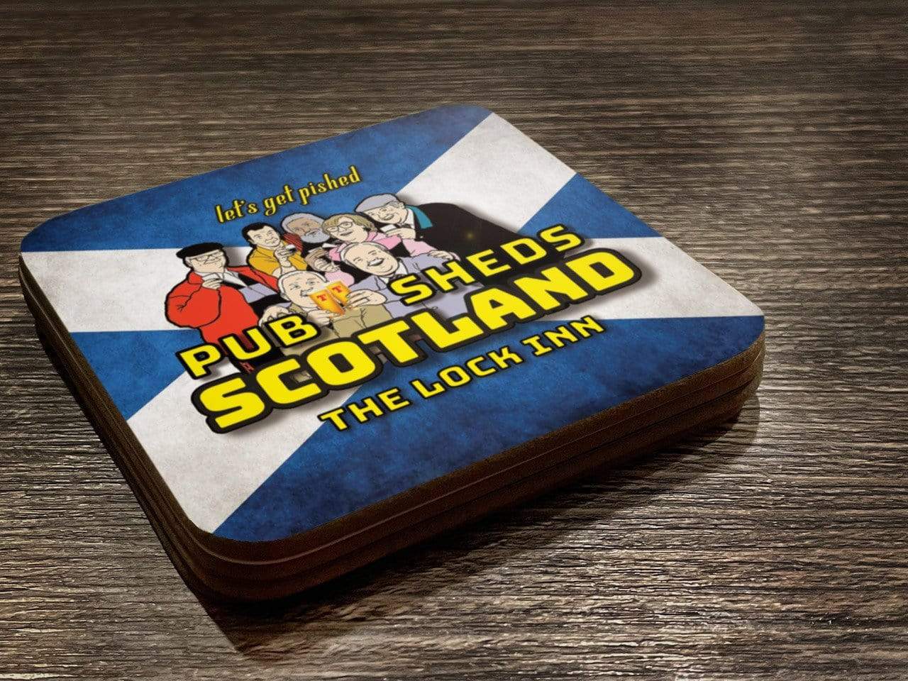 Pub Sheds Scotland Coasters (set of 4) Raise the Bar Print and Design - Raise the Bar